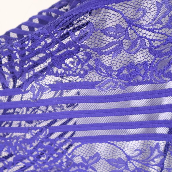 ❄ Tadashi Royal Blue Lace Illusion Floral Dress Party Wedding Formal Sheer - Picture 5 of 6